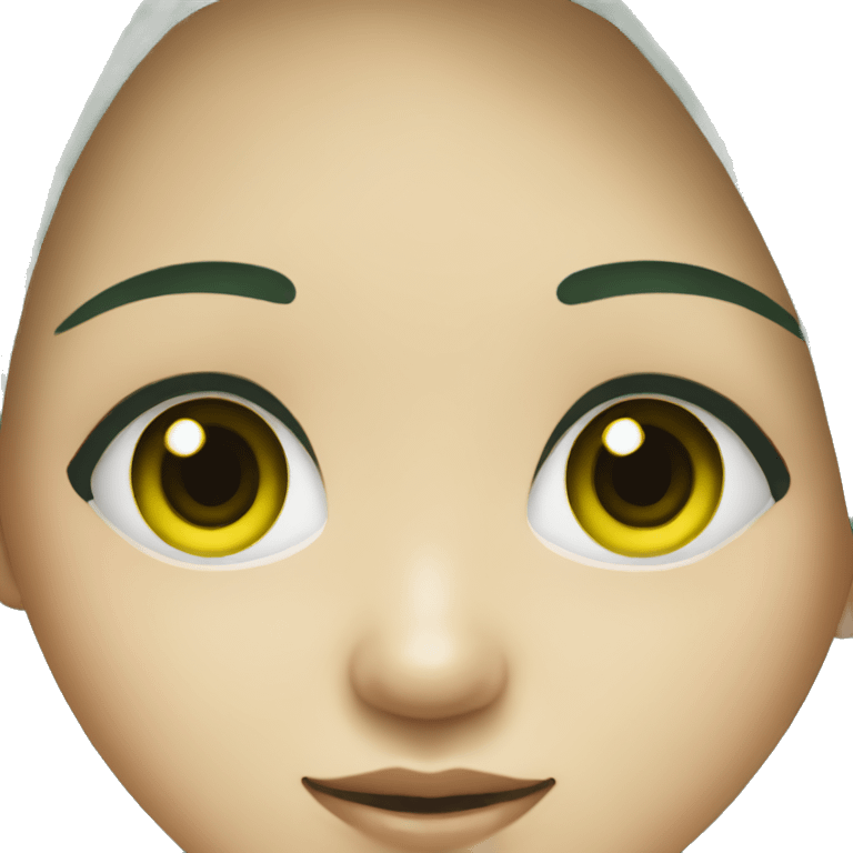 young asian girl art school student green pupil emoji