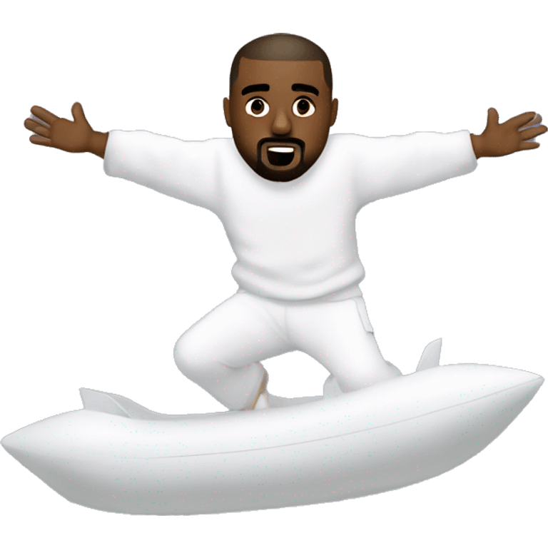 kanye west floating in the air wearing all white ￼ emoji