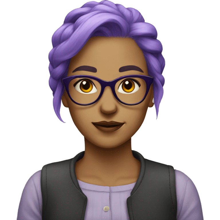 portrait of a woman with glasses purple hair  emoji