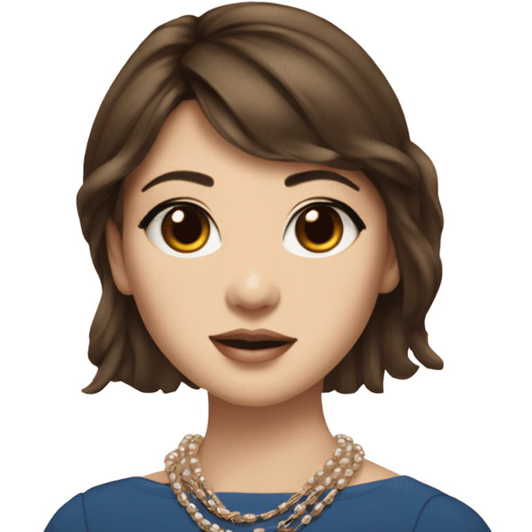 Realistic brown hair blue eyes Chanel Asian Girl with Birkin bag and Chanel necklace emoji