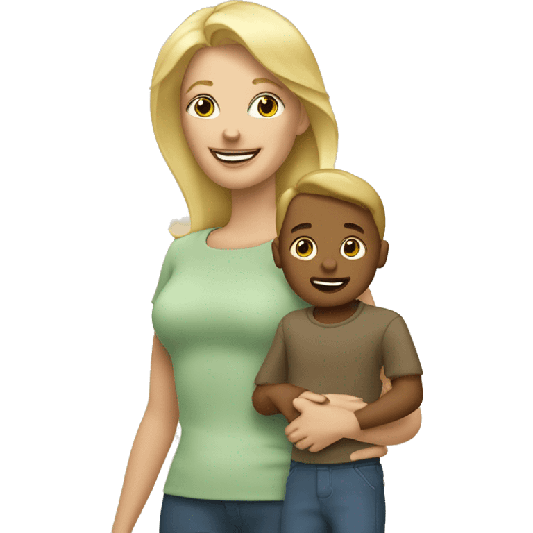 Maman blonde avec son petit garçon. emoji