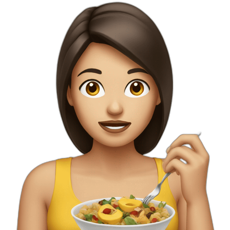 brunette eating emoji