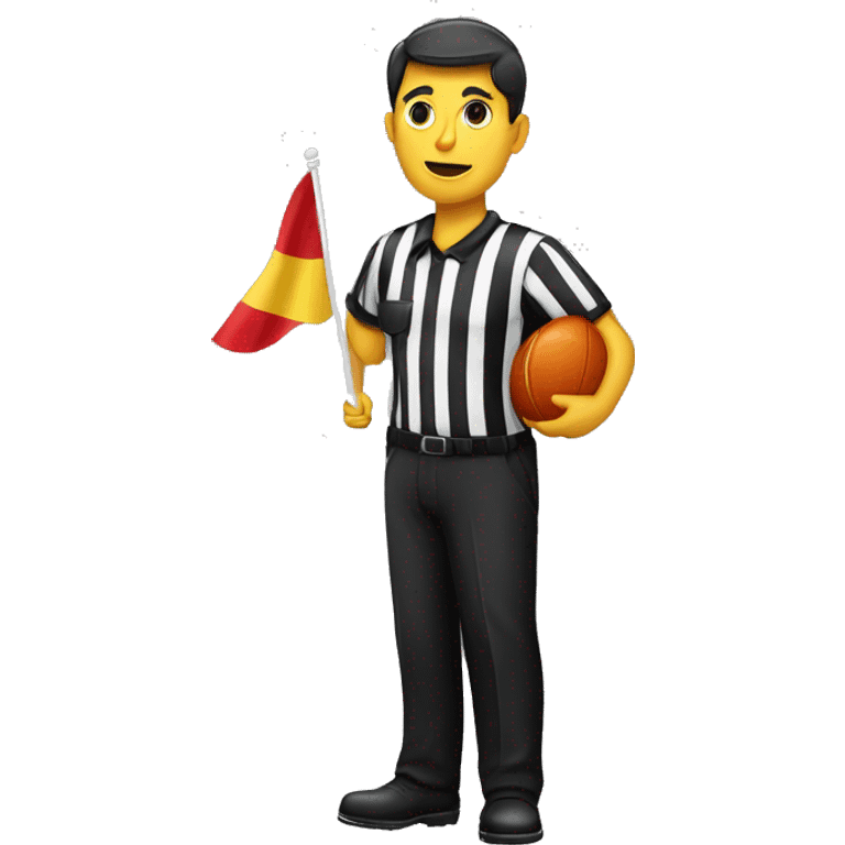 Assistant referee with a red and yellow flag of offside in his hand emoji