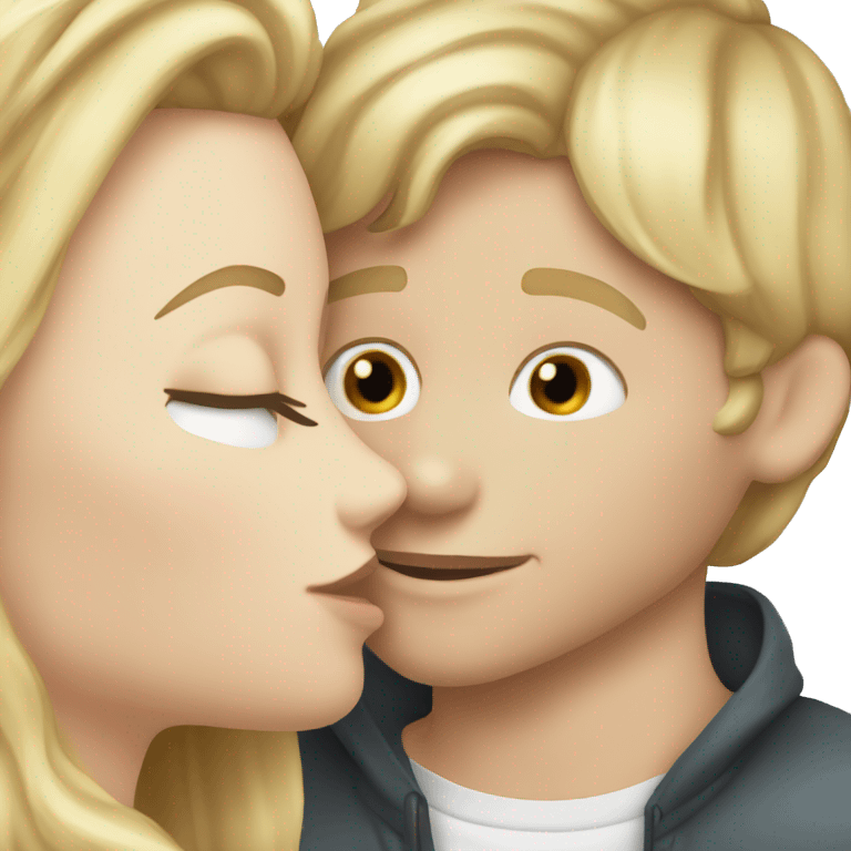 Blonde white girl kissing a white boy on the cheek emoji