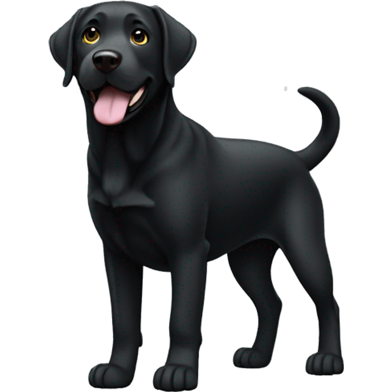 a black labrador, full body view without collar, waving with one paw, comicstyle emoji