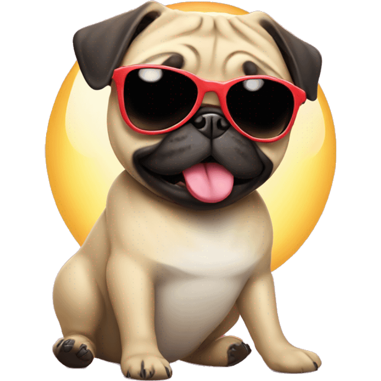 Pug with tongue out and sun glasses on emoji