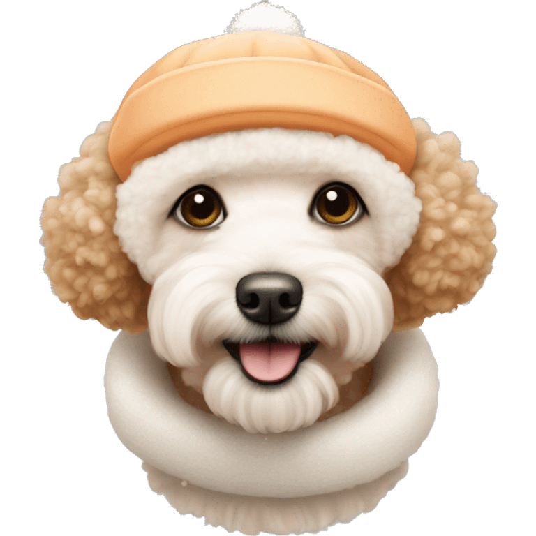 Small cute apricot Poodle with snow hat  emoji