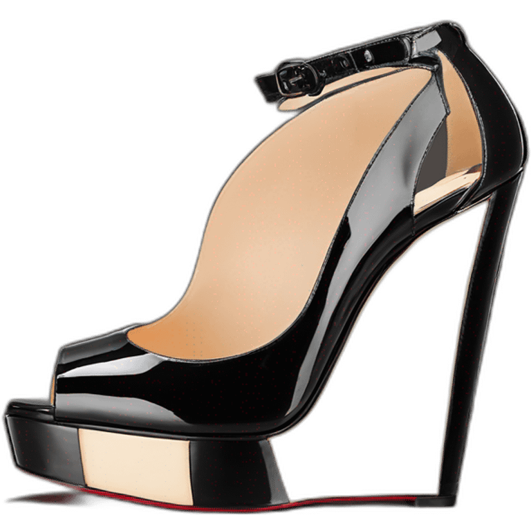 Platform wedges black louboutin sandal patent emoji