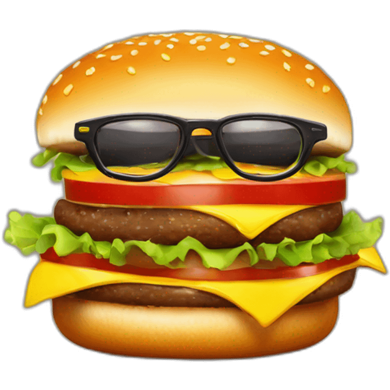 hamburguesa con piernas, brazos , gafas de sol y una buena actitud emoji