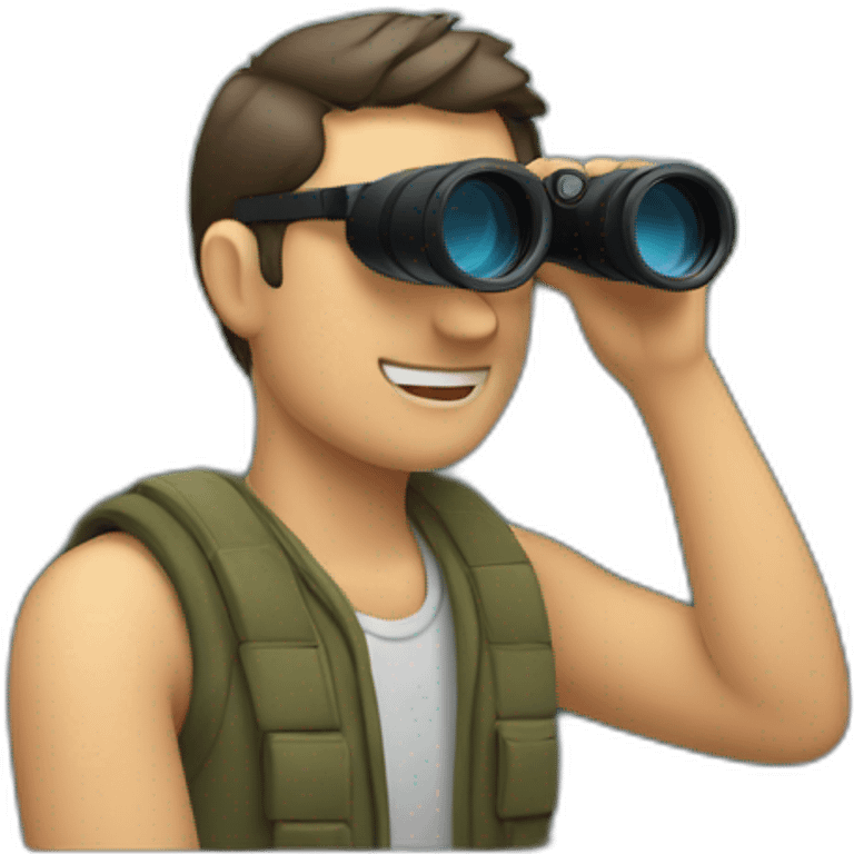 man with binoculars in a window emoji