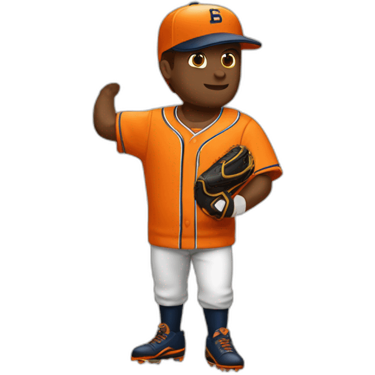 Castor bateando con uniforma de béisbol color naranja emoji