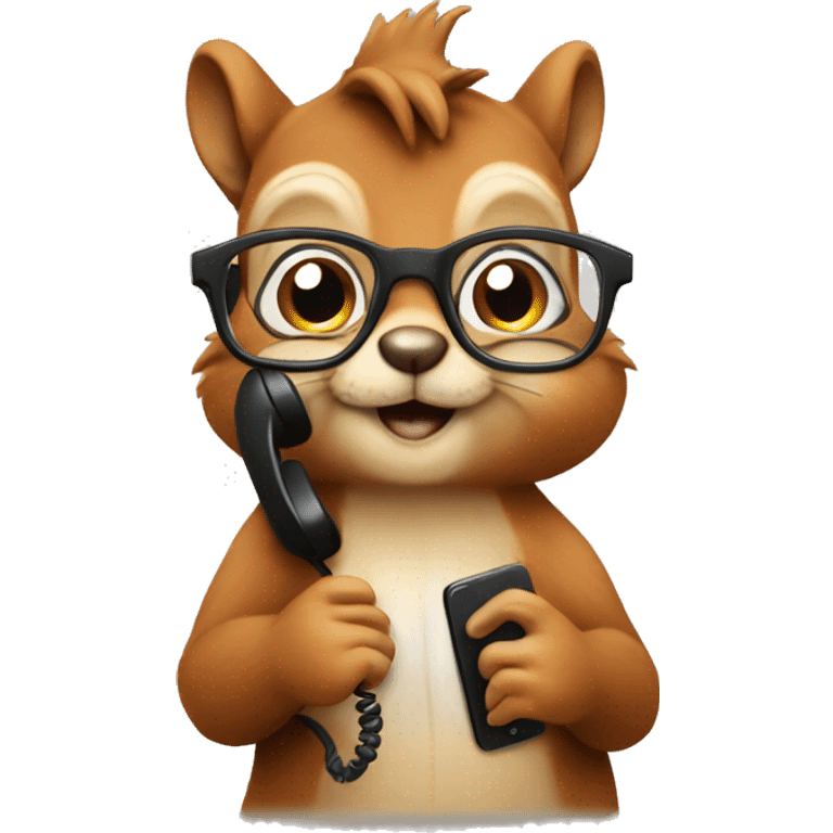 squirrel on the phone with glasses emoji