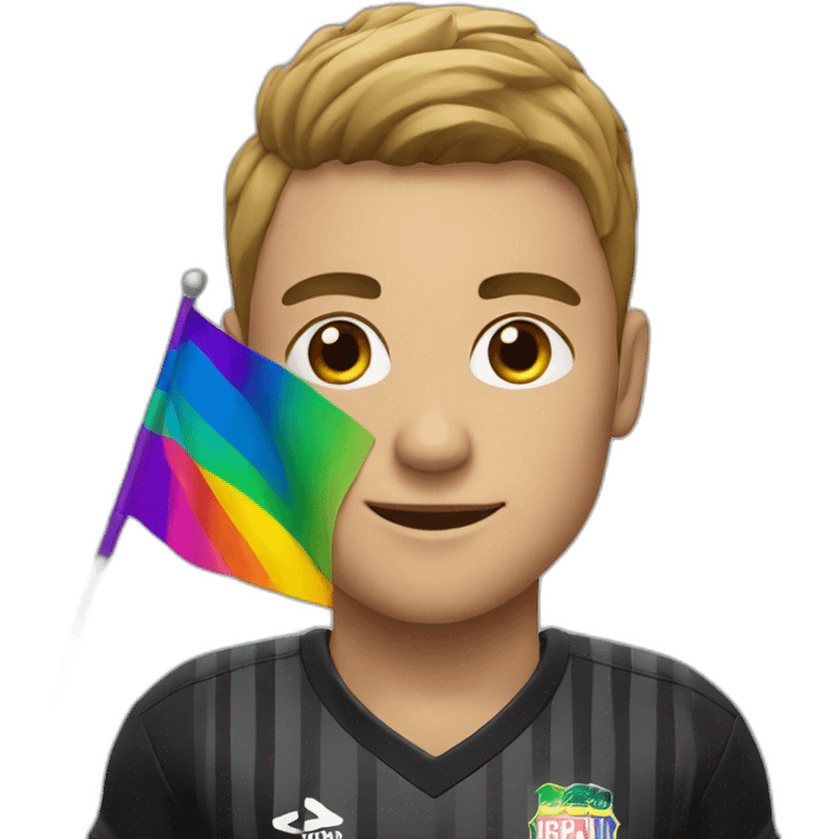 Footballer with gay flag emoji