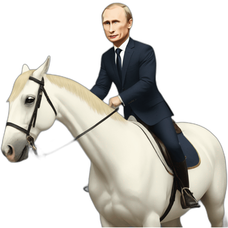 putin riding a horse but the horse is macron emoji