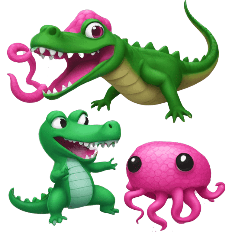 Alligator ninjas vs pink octopus emoji