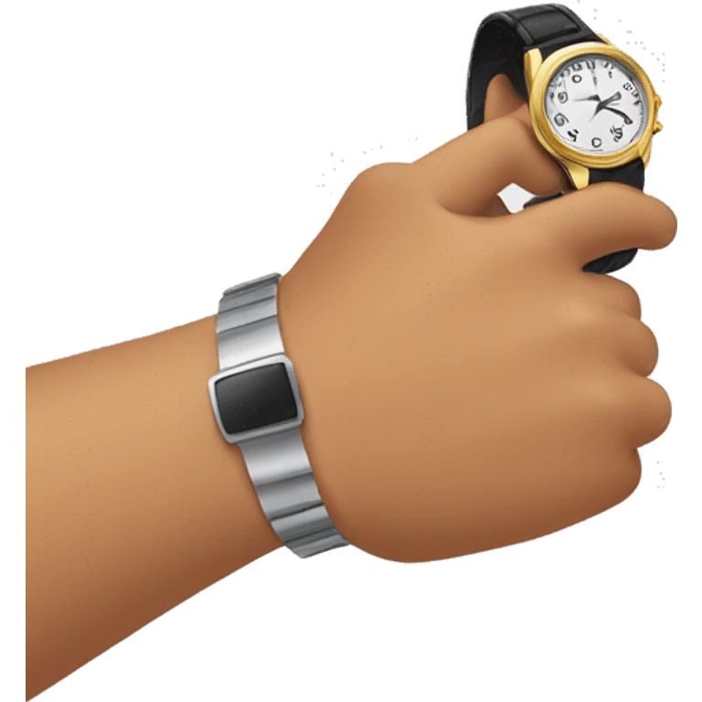 Finger pointing to a wrist watch emoji