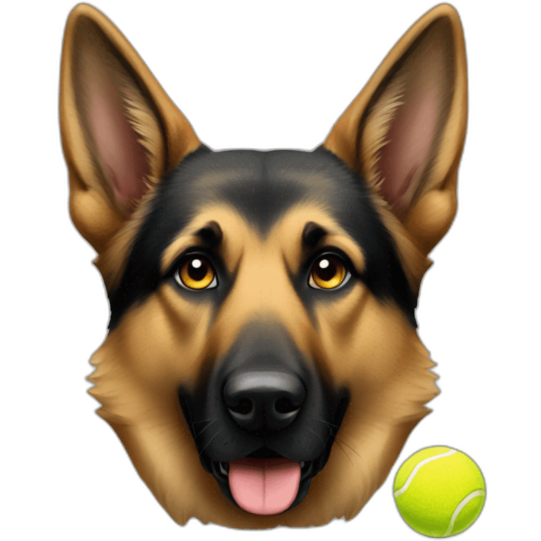 German shepherd with tennis ball emoji