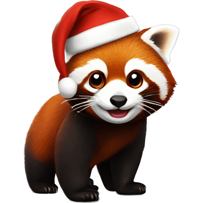 Red panda with a Santa hat emoji