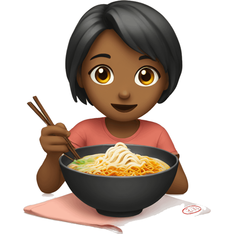 cute girl eating ramen  emoji