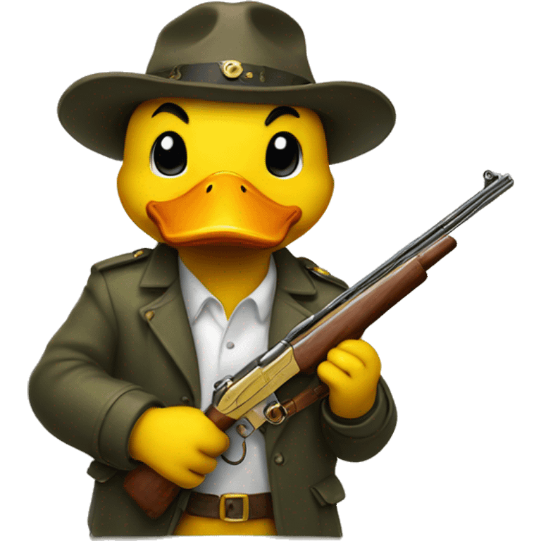 yellow duck holding a golden shotgun emoji