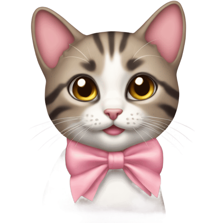 coquette cute cat with bows emoji