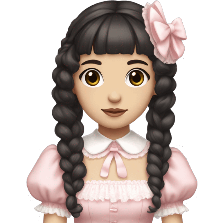 sweet lolita dark hair dark eyes white skin light pink dress emoji