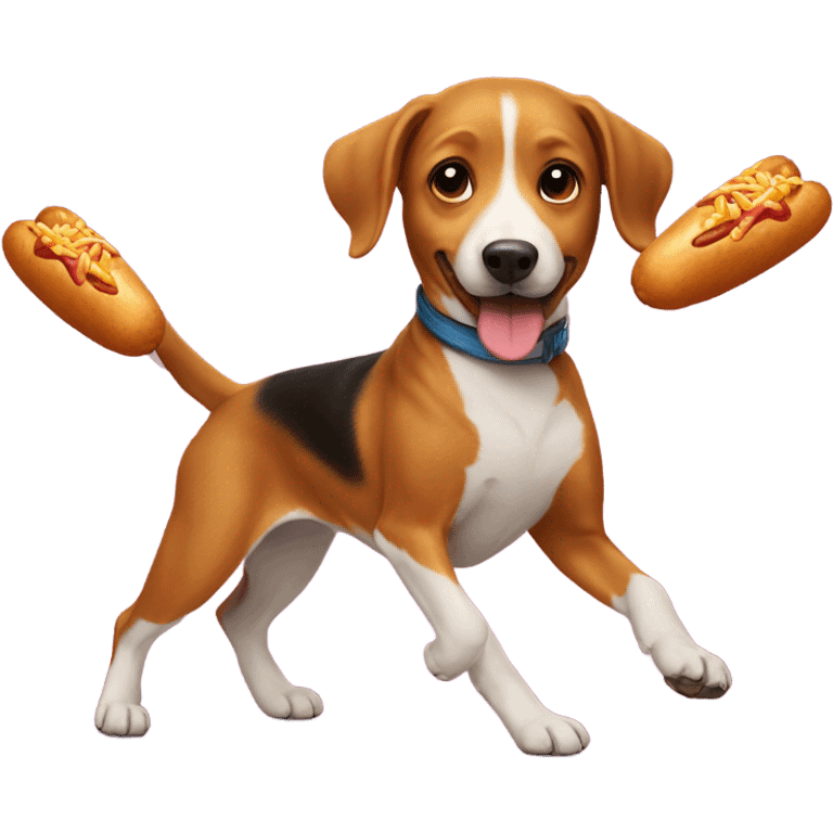 Dog skating a corn dog emoji