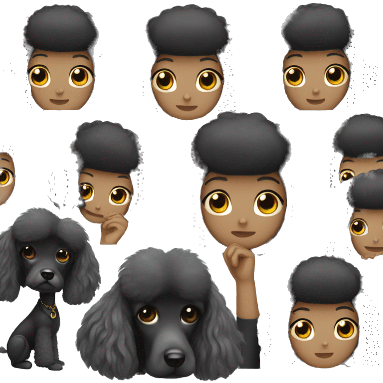 Balck poodle with straight long black hair korean girl emoji