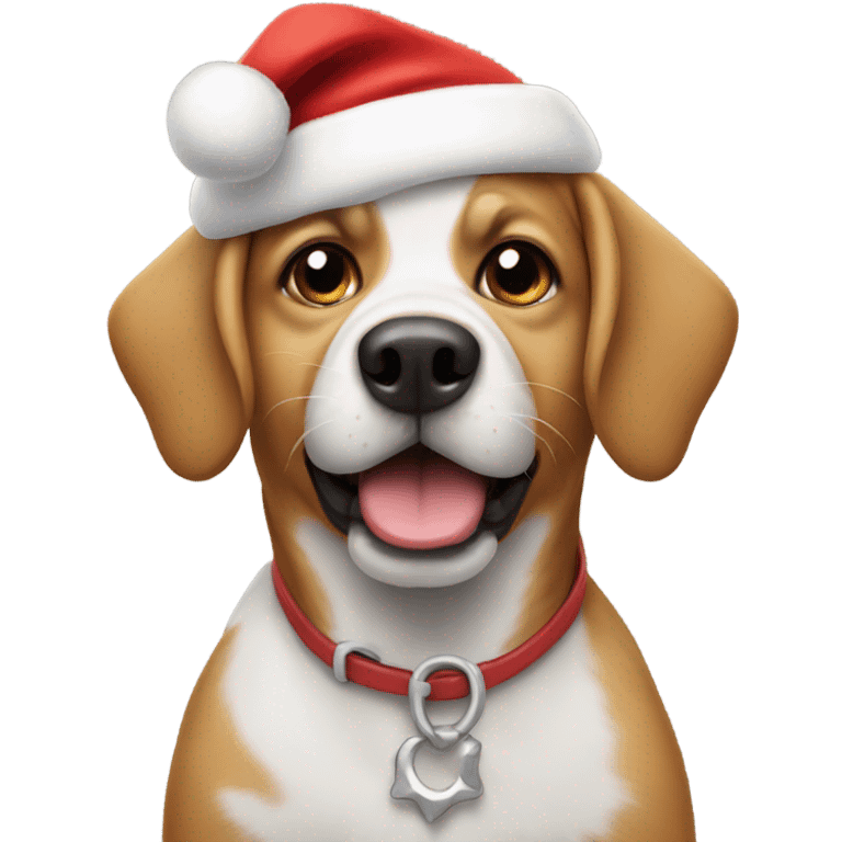 Dog wearing Santa hat emoji