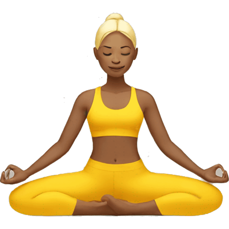 person with yellow skin tone doing yoga emoji