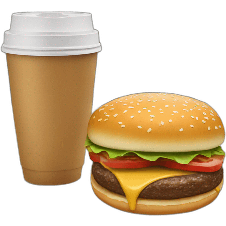 burger with eyes drinking a coffee emoji