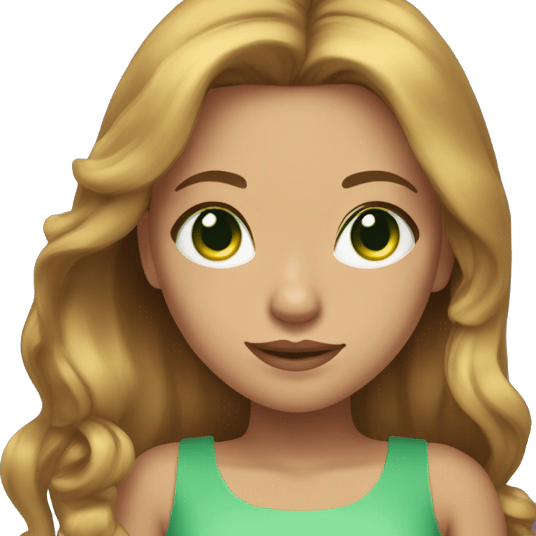 golden brown straight hair green eyes lavender dress emoji