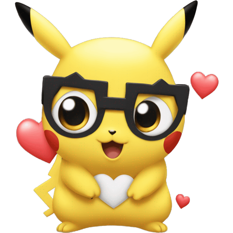 Pikachu avec des coeur dans les yeux emoji