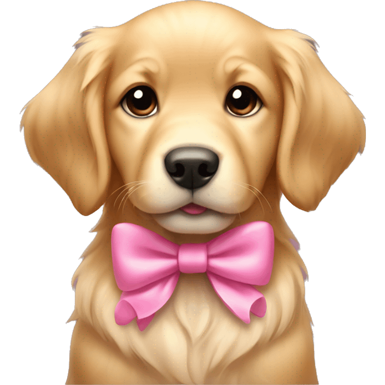 puppy golden retriever with pink bow  emoji