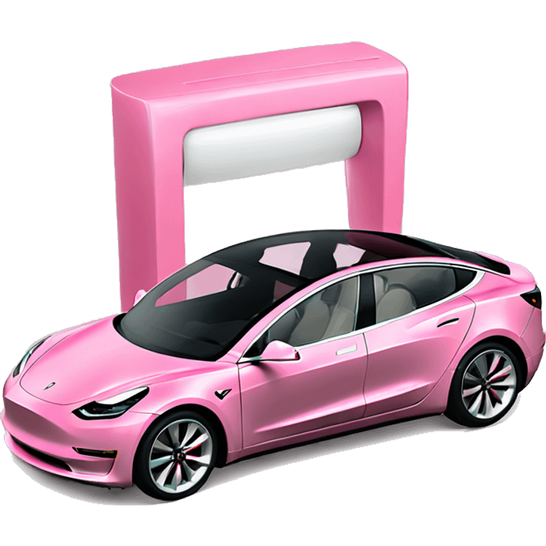 Pink Tesla model 3 monitor emoji