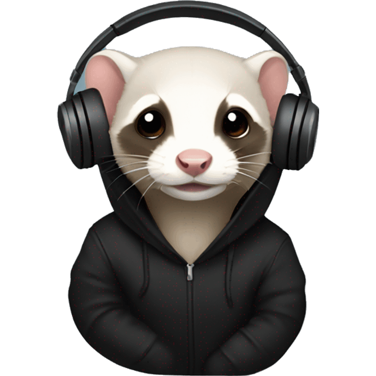 Ferret in a black hoodie and headphones emoji