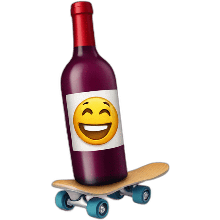 Wine bottle on roller skater emoji