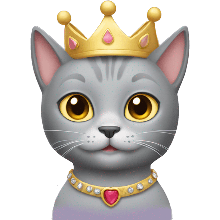 A grey cat with a princess crown on  emoji