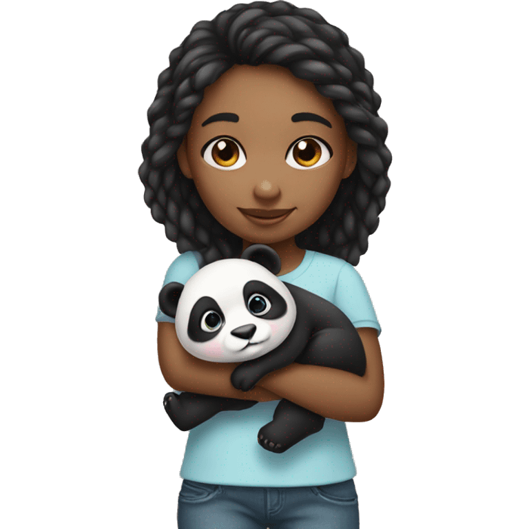 Girl holding a baby panda emoji