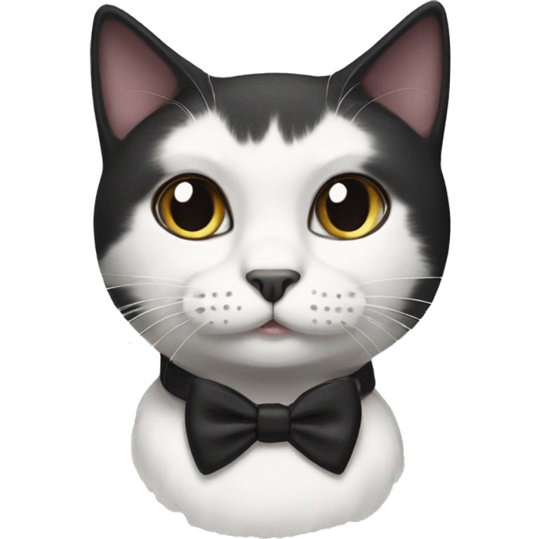 Black and white cat with black bow collar emoji