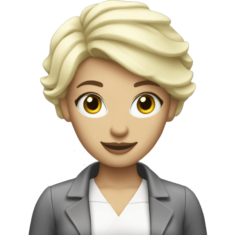 blond beautician with short hair and a grey un emoji