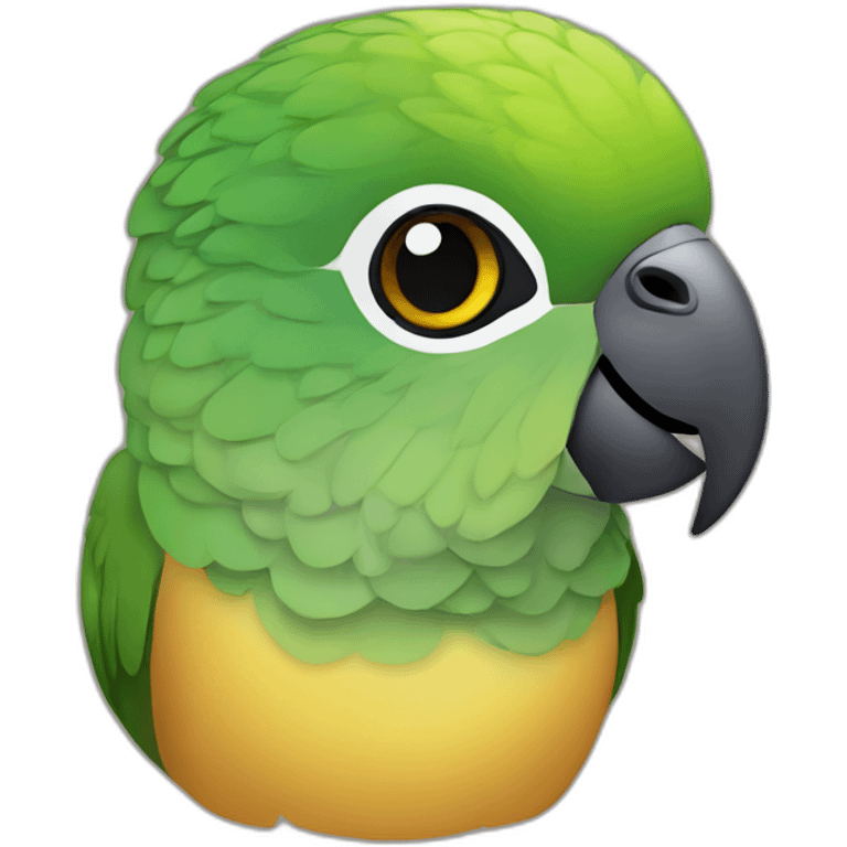 Green cheek conure talking woman emoji