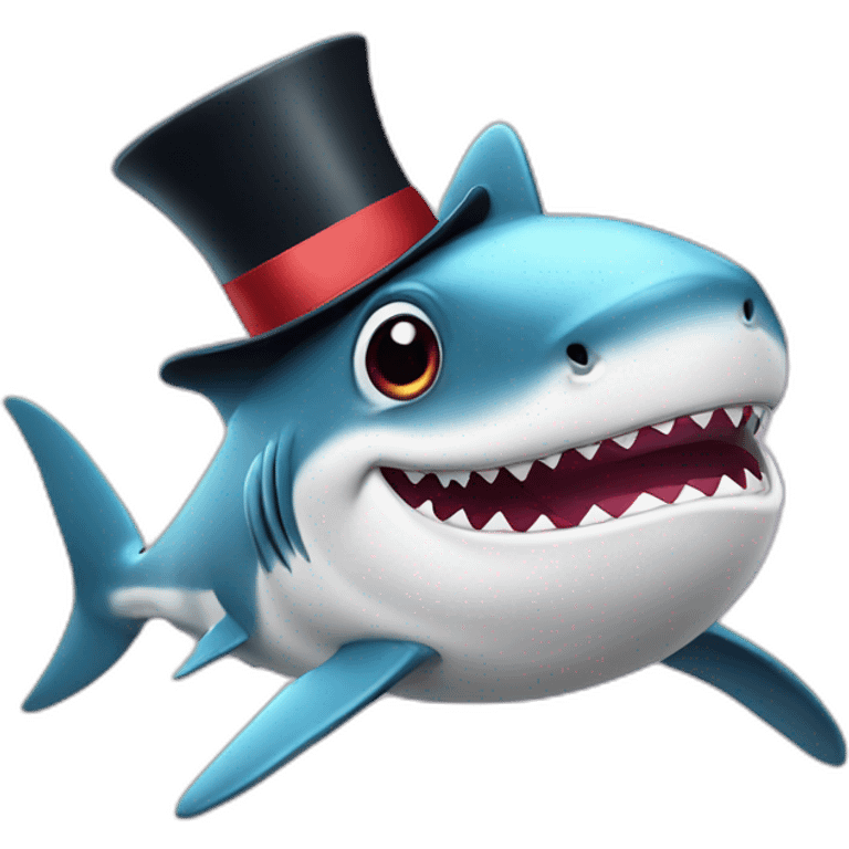 Cute Shark with a top hat  emoji