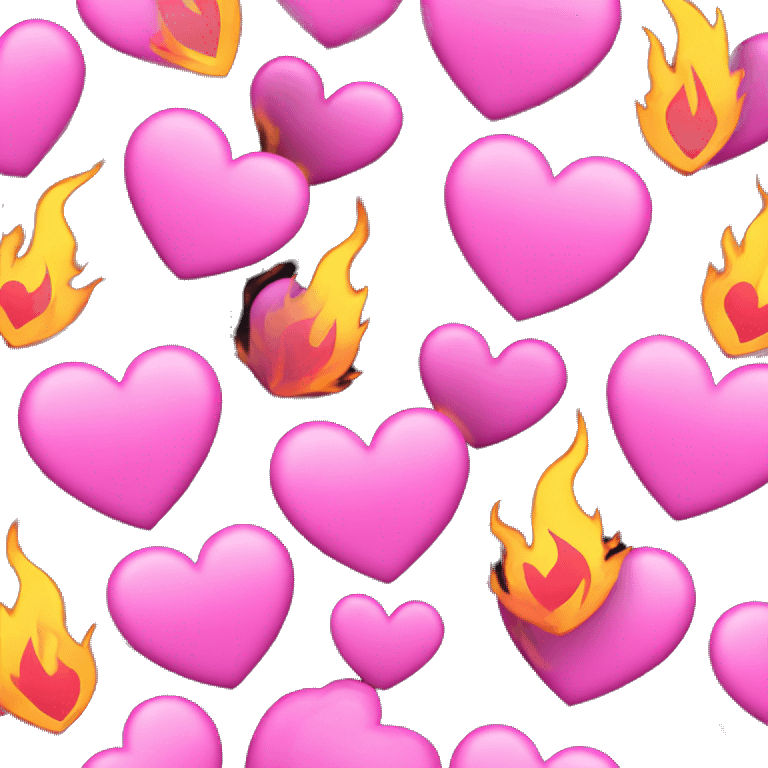 Pink heart with flames emoji