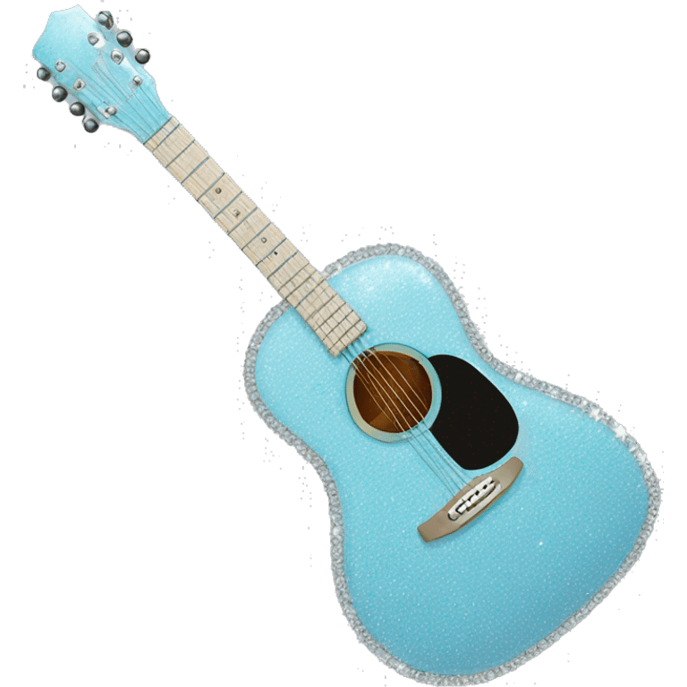 Realistic pastel blue acoustic guitar with sparkly shiny diamonds on it. emoji