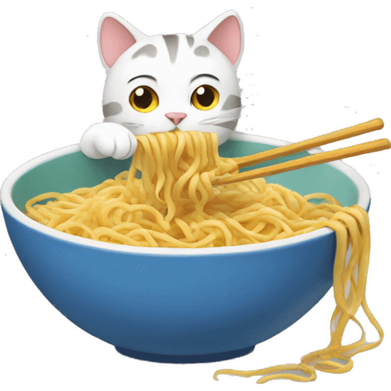 Cat eating noodles  emoji