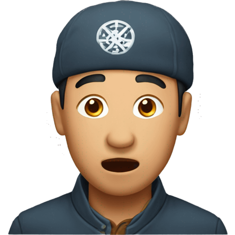 Kyrgyz man have a surprised emoji