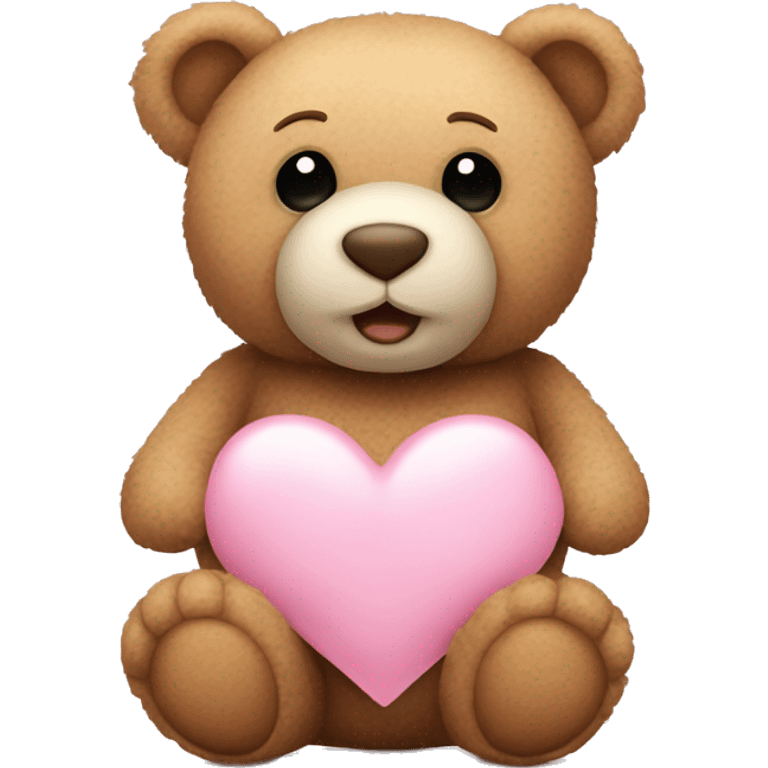 Teddy bear in front of light pink heart emoji