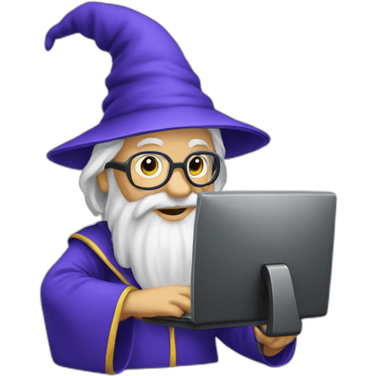 wizard showing his computer emoji