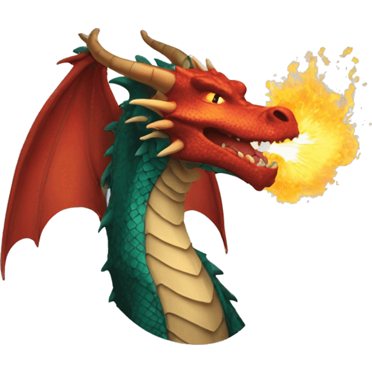 Dragon breathing fire through mouth emoji